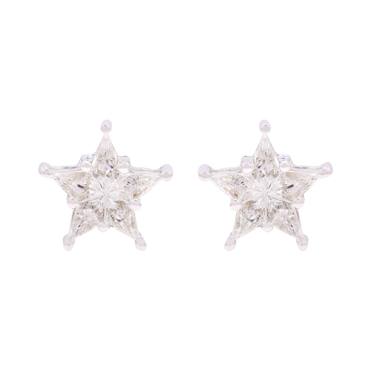 14k Pie-Cut Diamond Studs For Women (Star Shape)