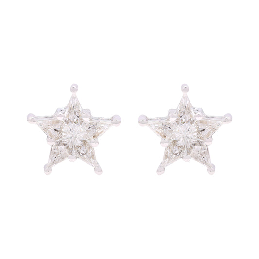 14k Pie-Cut Diamond Studs For Women (Star Shape)