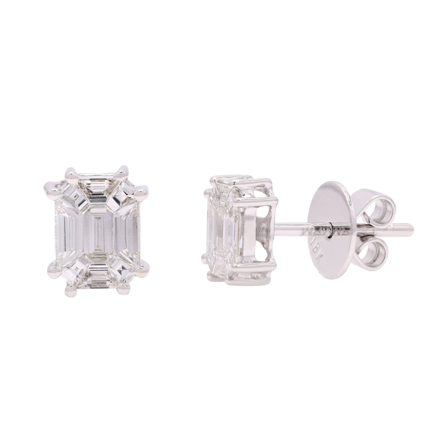 14k Pie-Cut Diamond Studs For Women (Octagon Shape)