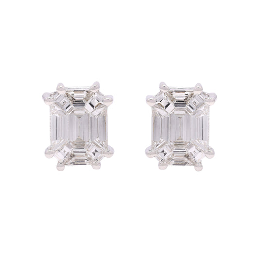 14k Pie-Cut Diamond Studs For Women (Octagon Shape)