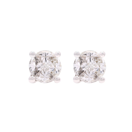 14k Pie-Cut Diamond Studs For Women (Round)