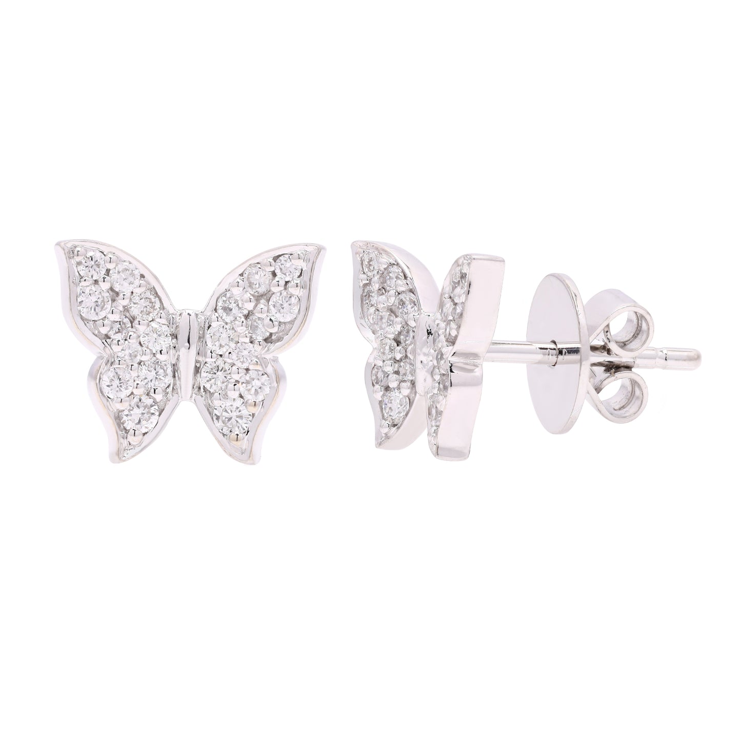 14k Gold Butterfly Shape Diamond Earrings For Women