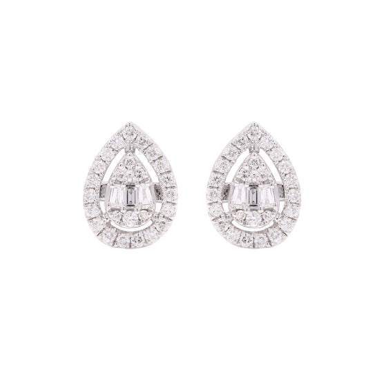 14k Gold Pear Shaped Diamond Earrings For Women