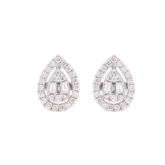 14k Gold Pear Shaped Diamond Earrings For Women