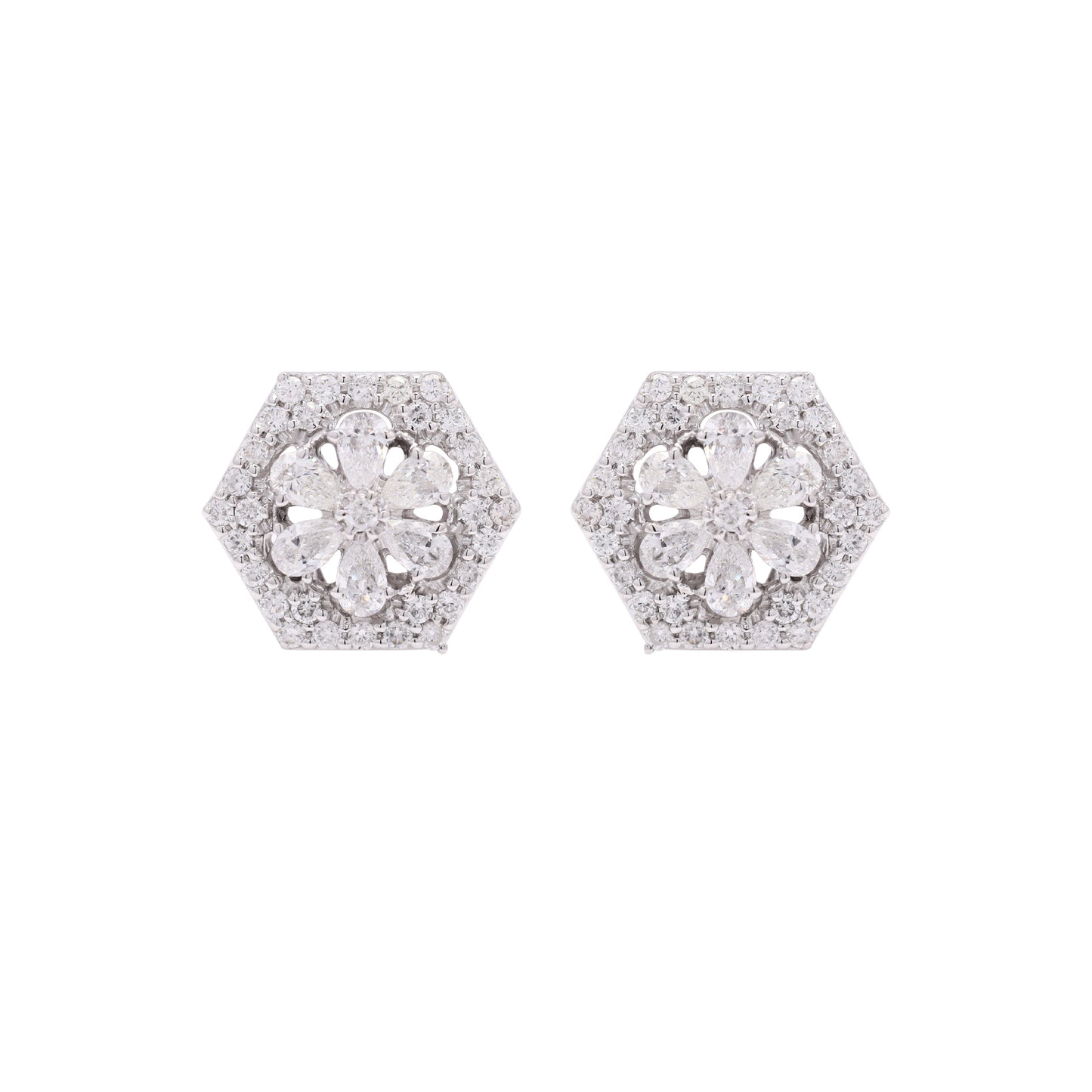 14k Gold Floral Diamond Earrings For Women