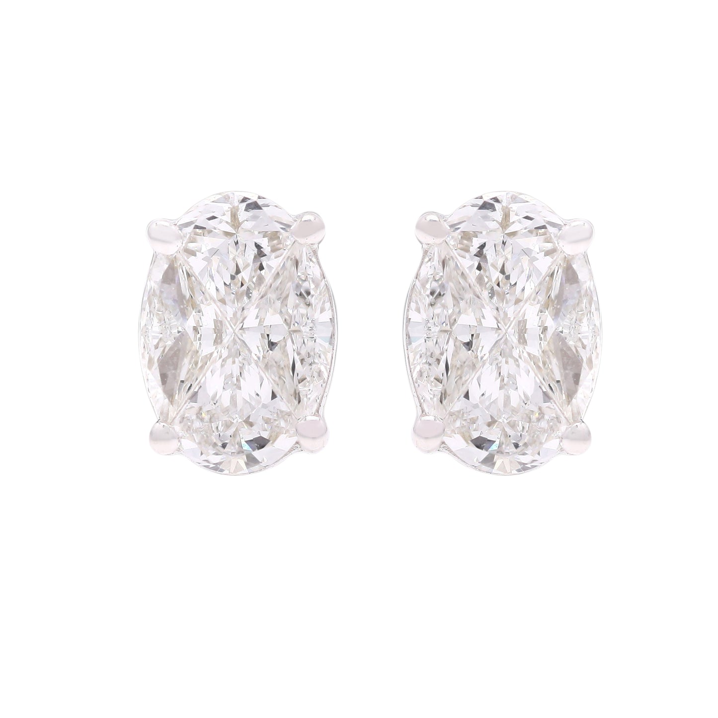 14k Pie-Cut Diamond Studs For Women (Oval)