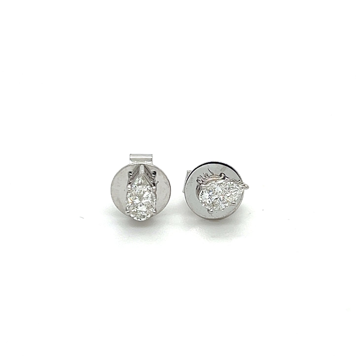 14k Pie-Cut Diamond Studs For Women (Pear Shape)