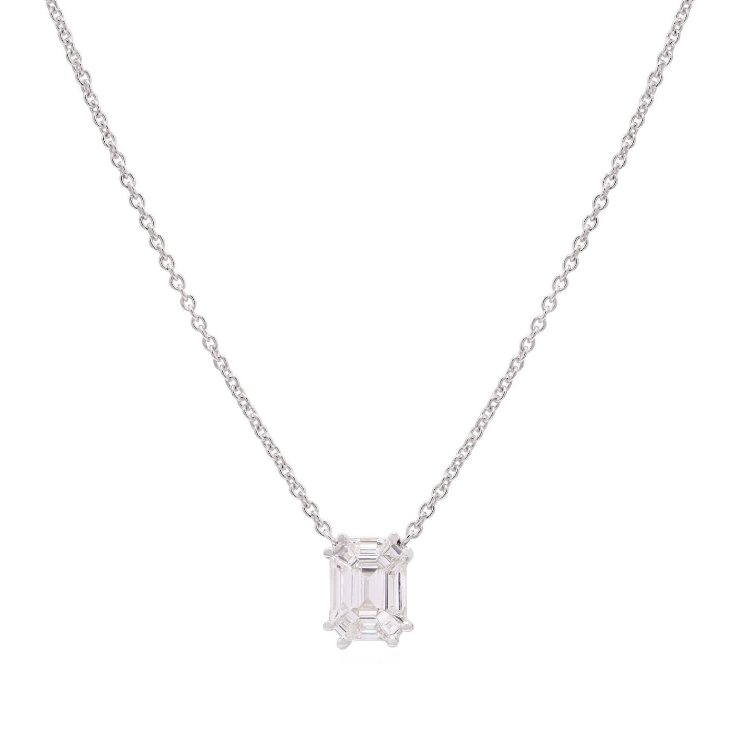 14K Gold Pie-Cut Octagon Diamond Necklace For Women