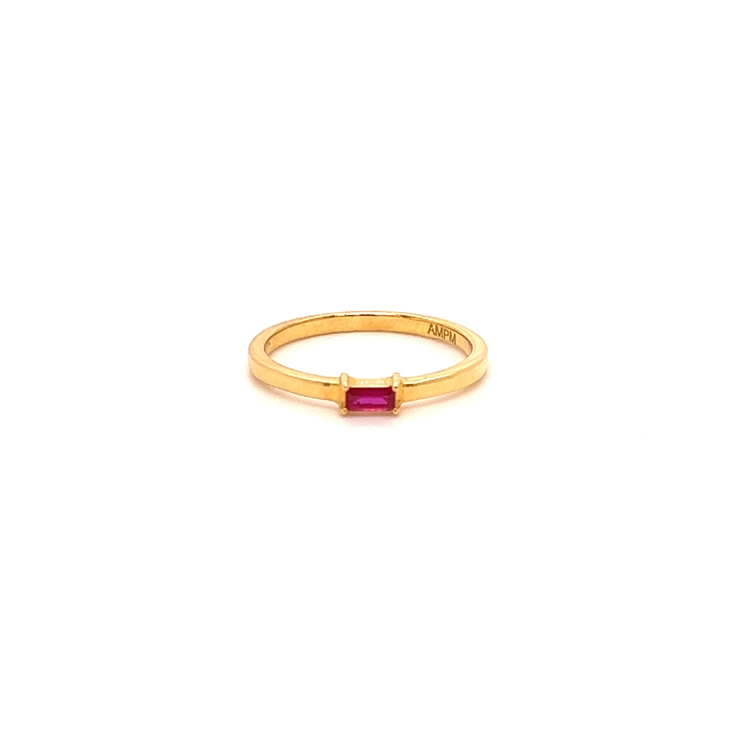 14k Gold Ruby Baguette Ring For Women