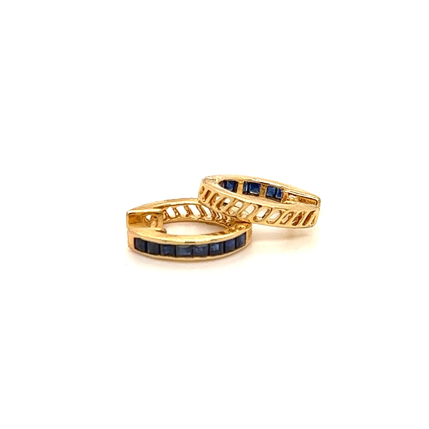 14k Blue Sapphire Hoop Earrings For Women