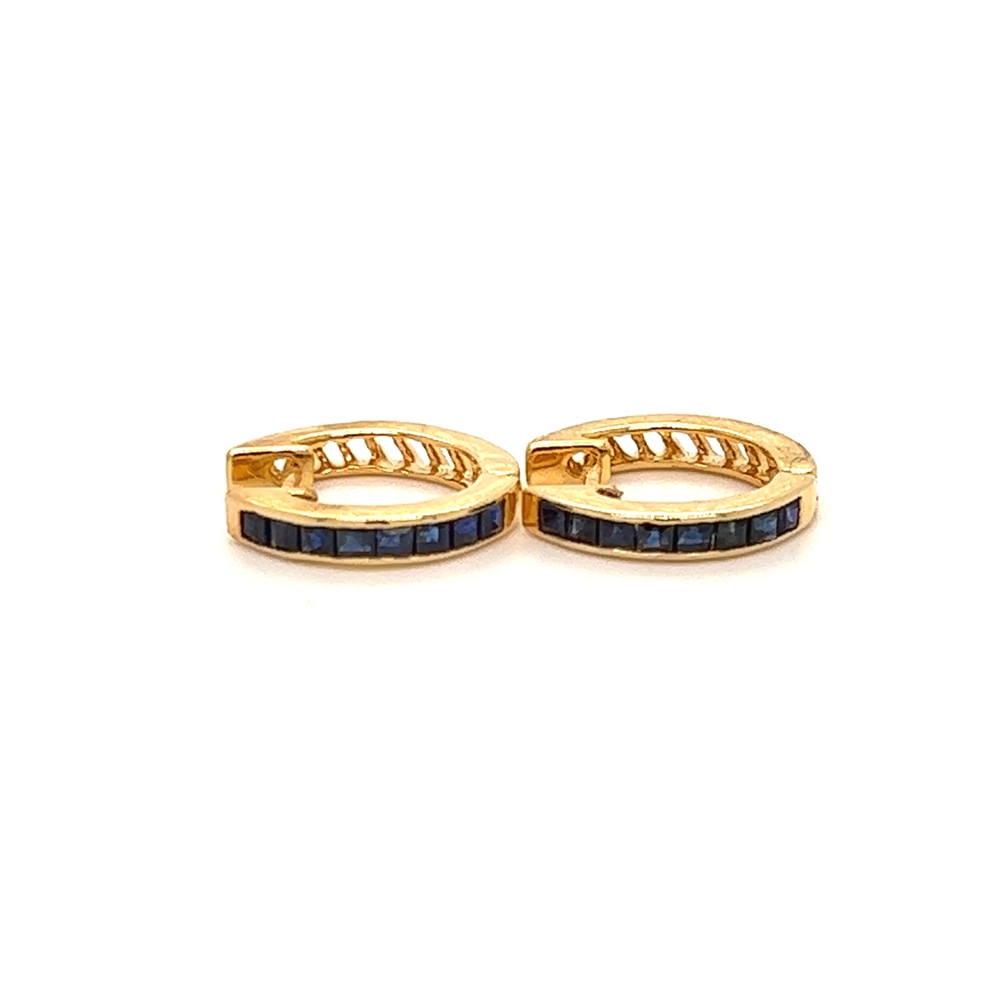14k Blue Sapphire Hoop Earrings For Women