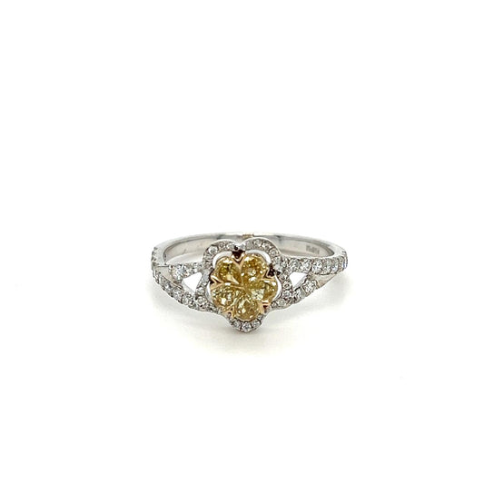 14k Ring With Yellow & White Diamonds