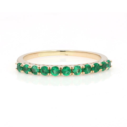 14k Round Emerald Ring For Women