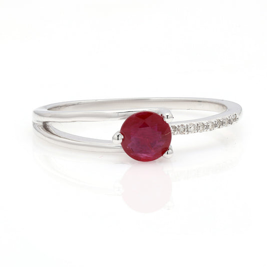 14k Round Ruby & Diamond Ring For Women