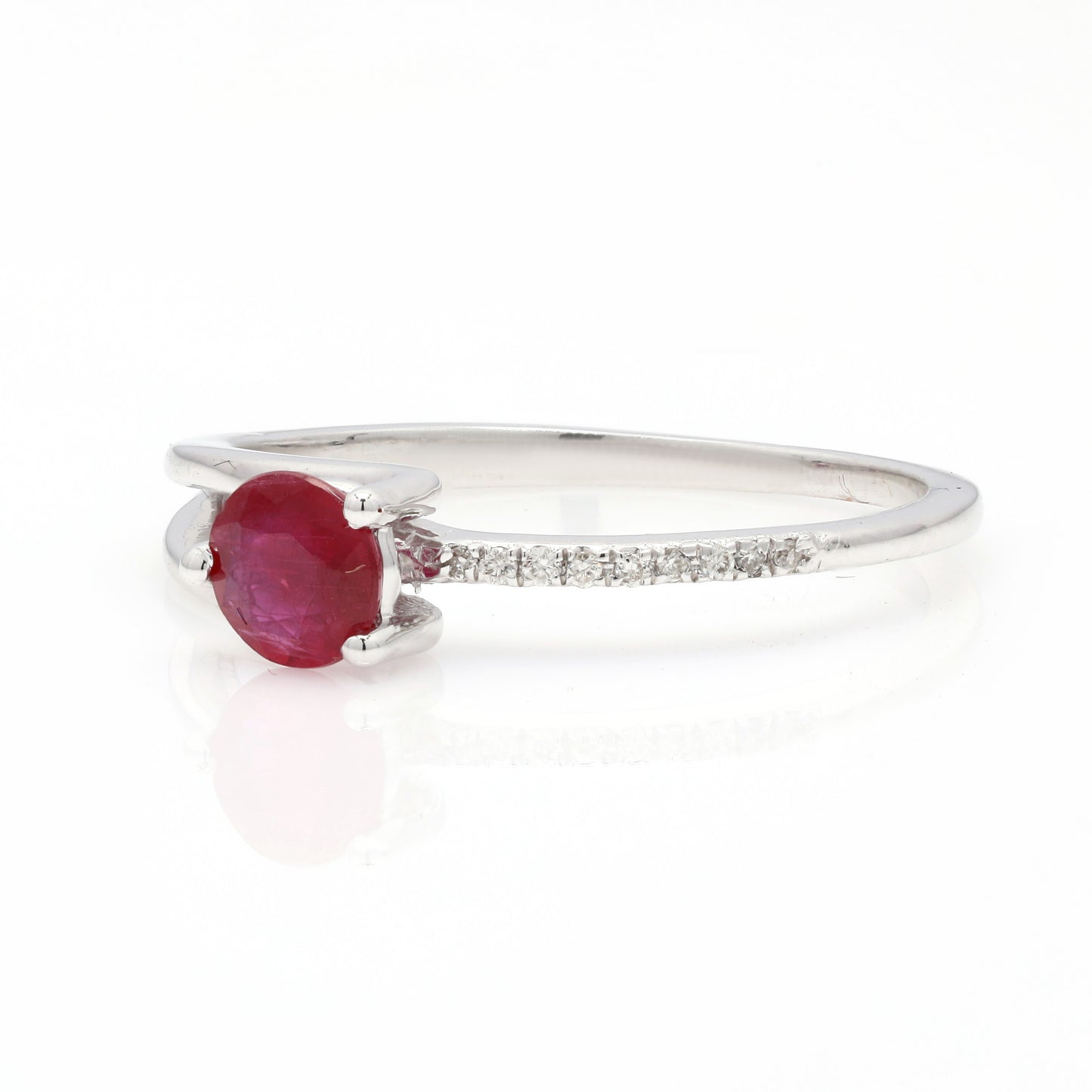14k Round Ruby & Diamond Ring For Women
