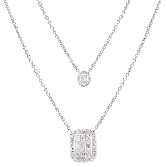 14K Gold Multilayer Diamond Necklace For Women