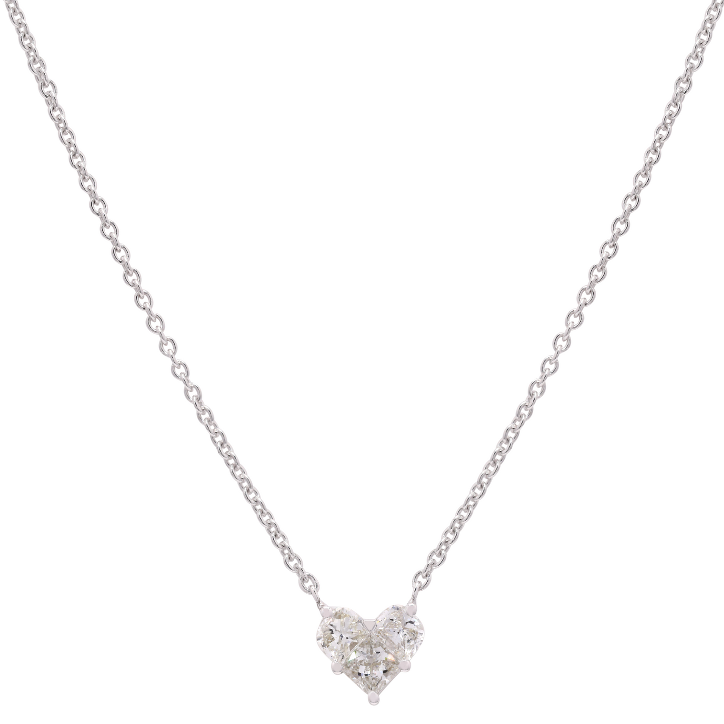 14K Gold Pie-Cut Heart Diamond Necklace For Women
