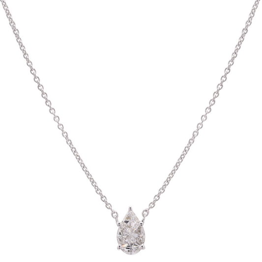 14K Gold Pie-Cut Pear Diamond Necklace For Women