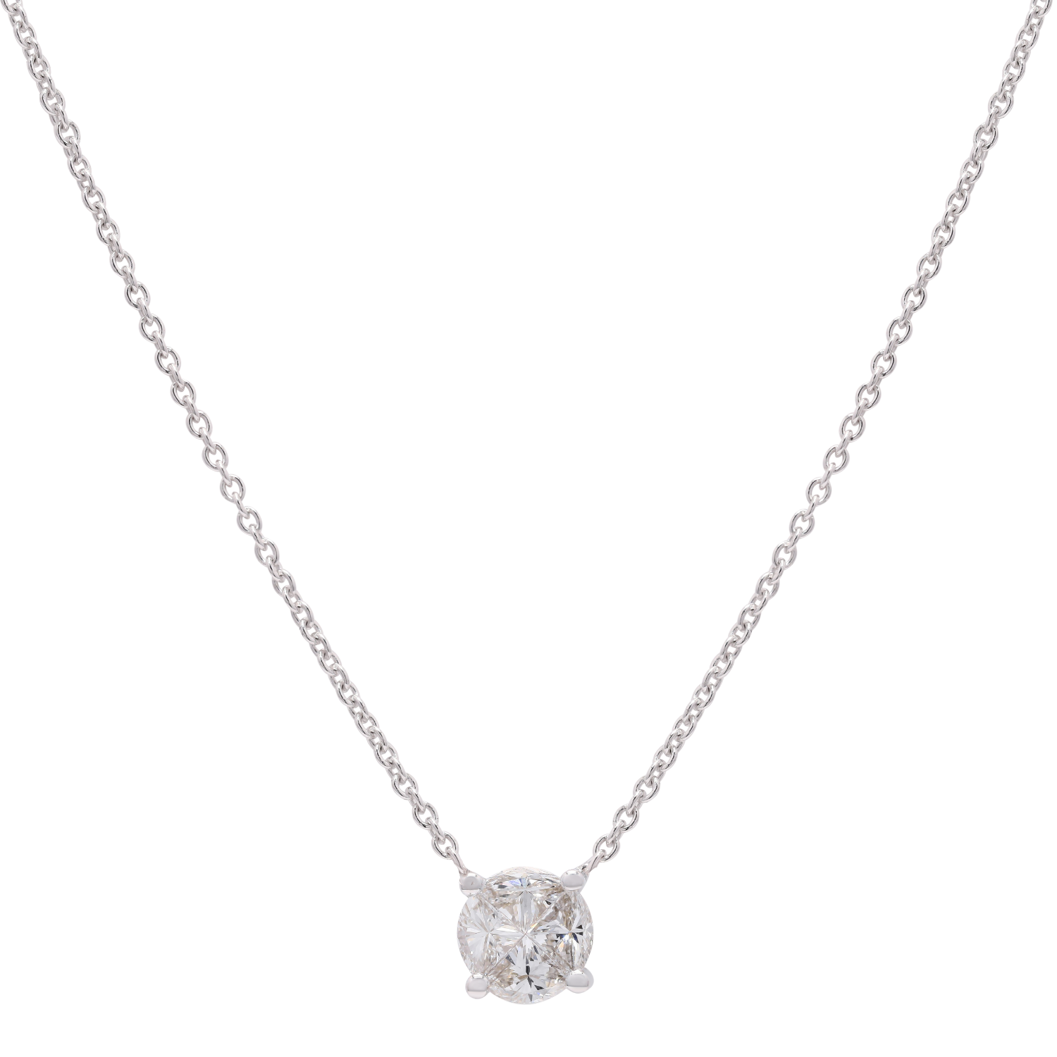 14K Gold Pie-Cut Round Diamond Necklace For Women – AMPM Gems