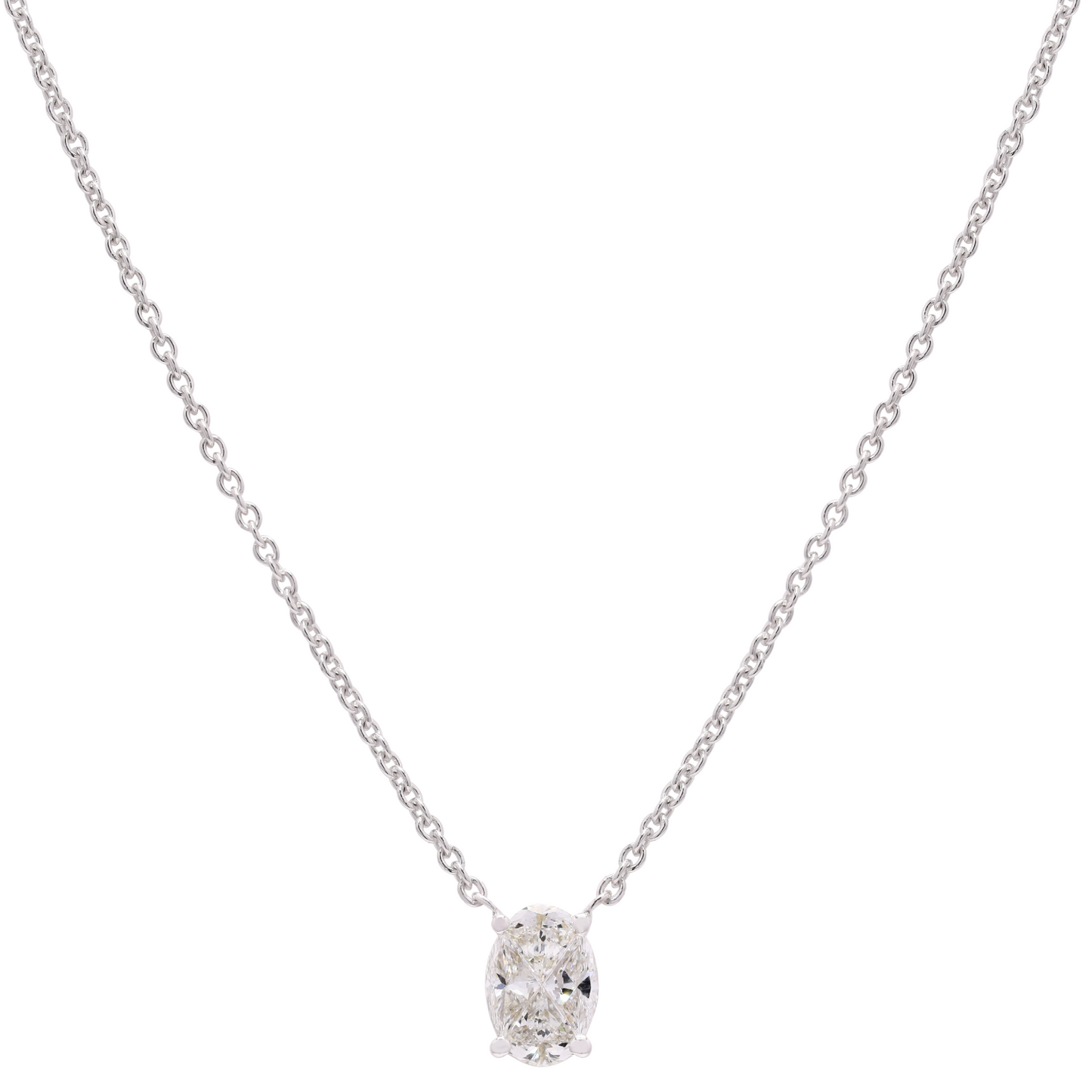 14K Gold Pie-Cut Oval Diamond Necklace For Women