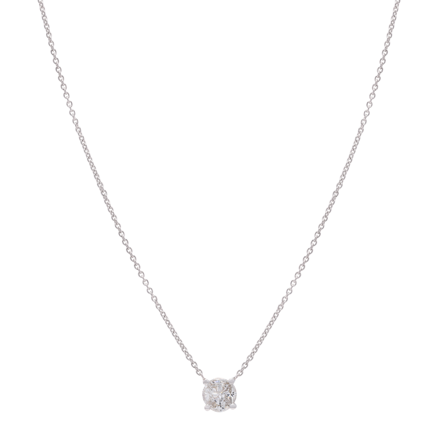 14K Gold Pie-Cut Round 4 Diamond Necklace For Women