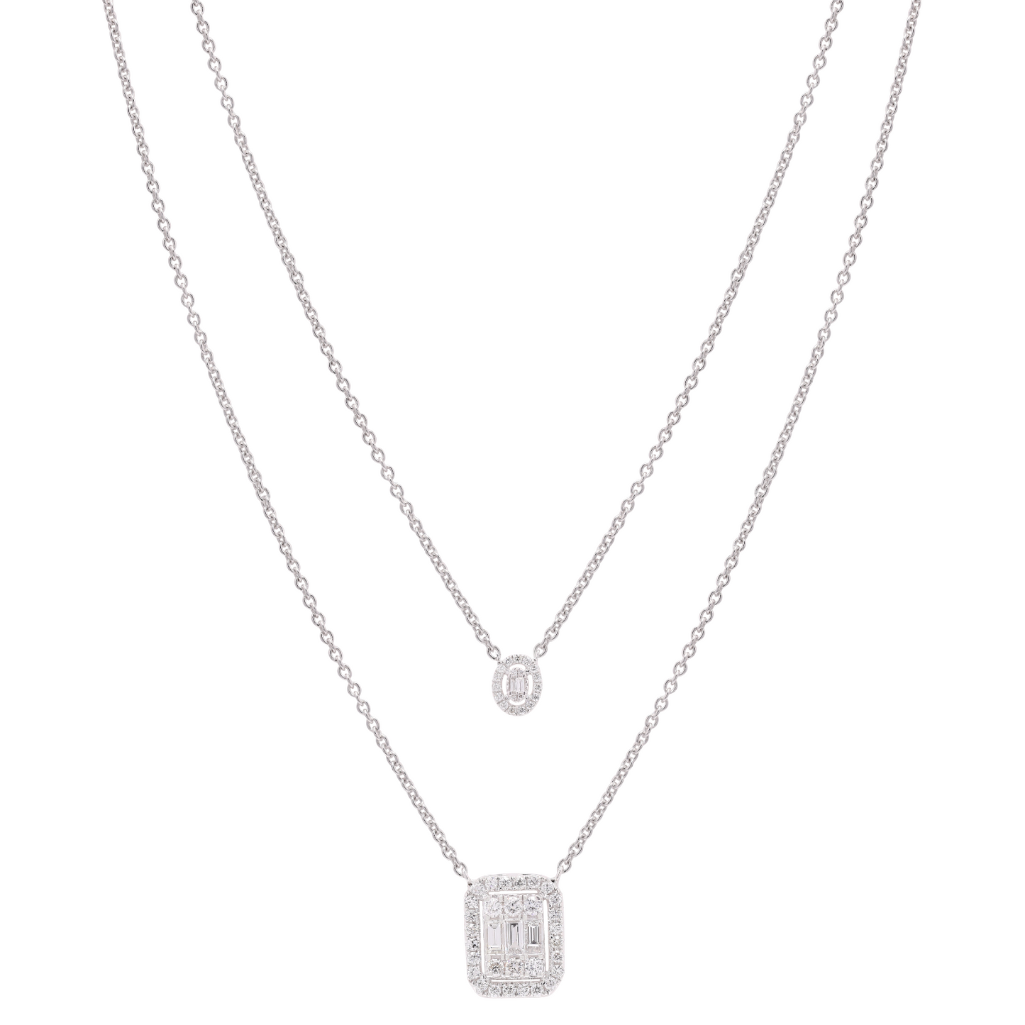 14K Gold Multilayer Diamond Necklace For Women