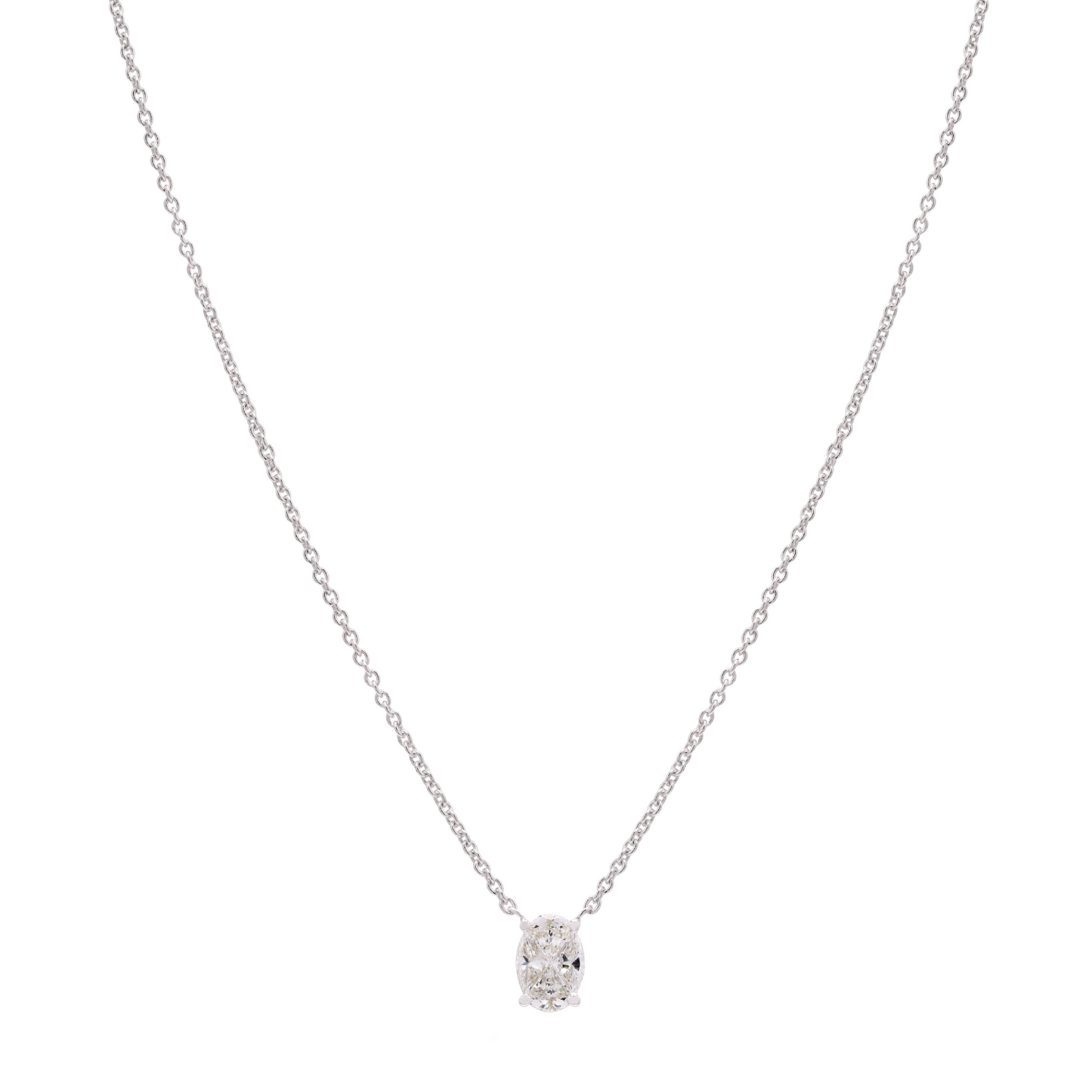 14K Gold Pie-Cut Oval Diamond Necklace For Women