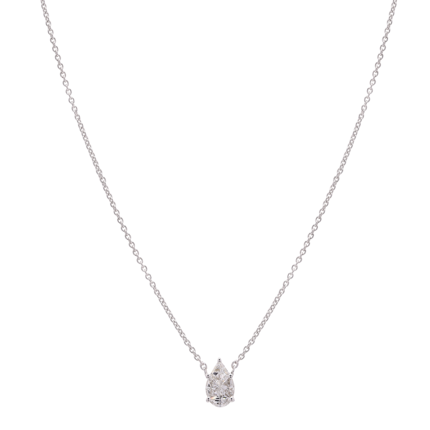 14K Gold Pie-Cut Pear Diamond Necklace For Women