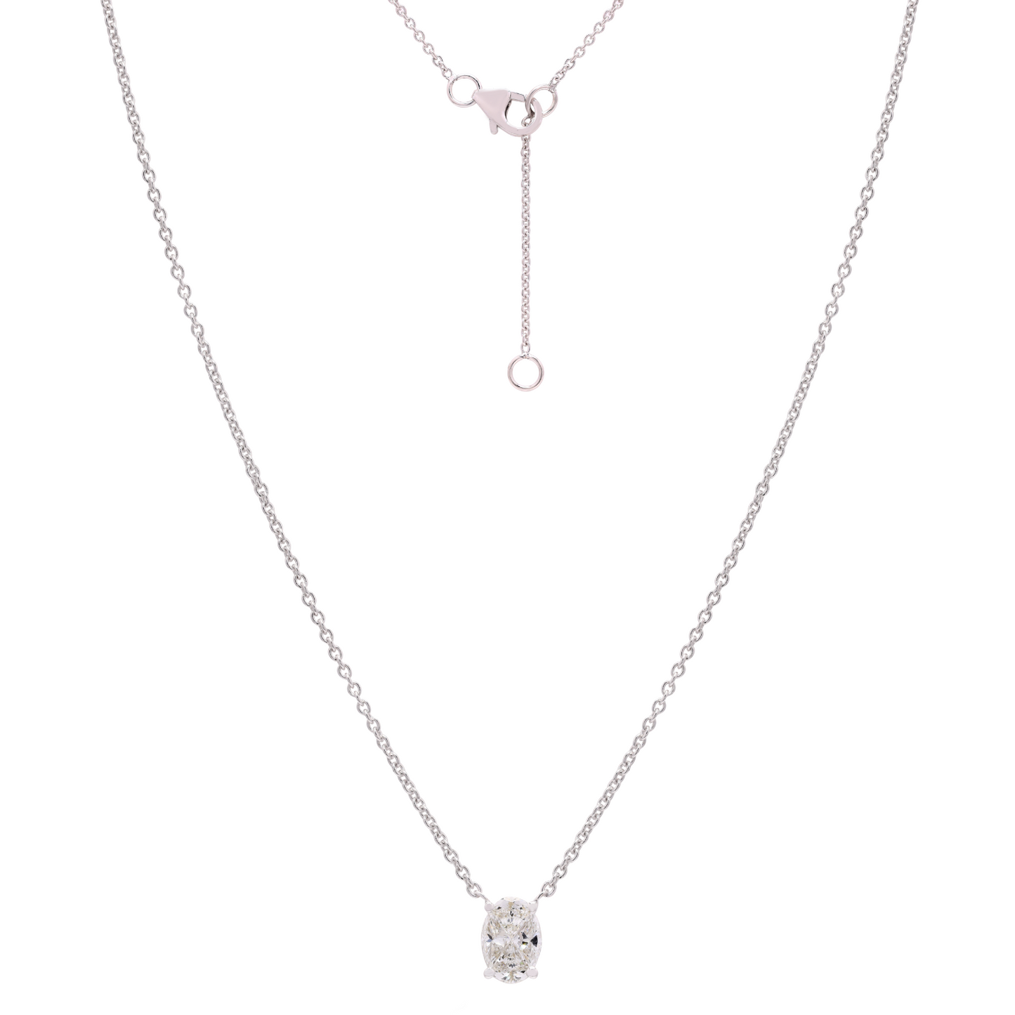 14K Gold Pie-Cut Oval Diamond Necklace For Women