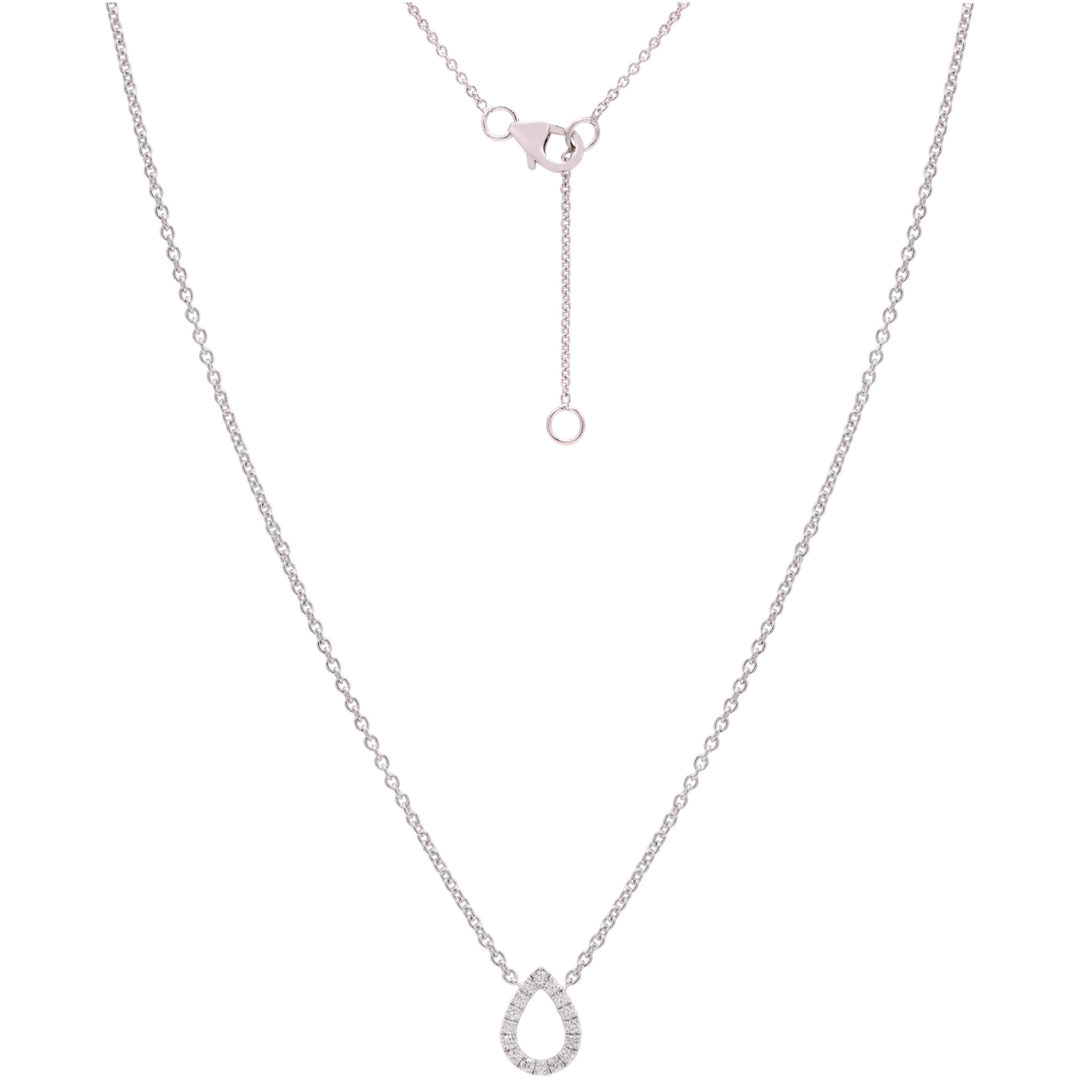 14K Gold Pear Diamond Necklace For Women