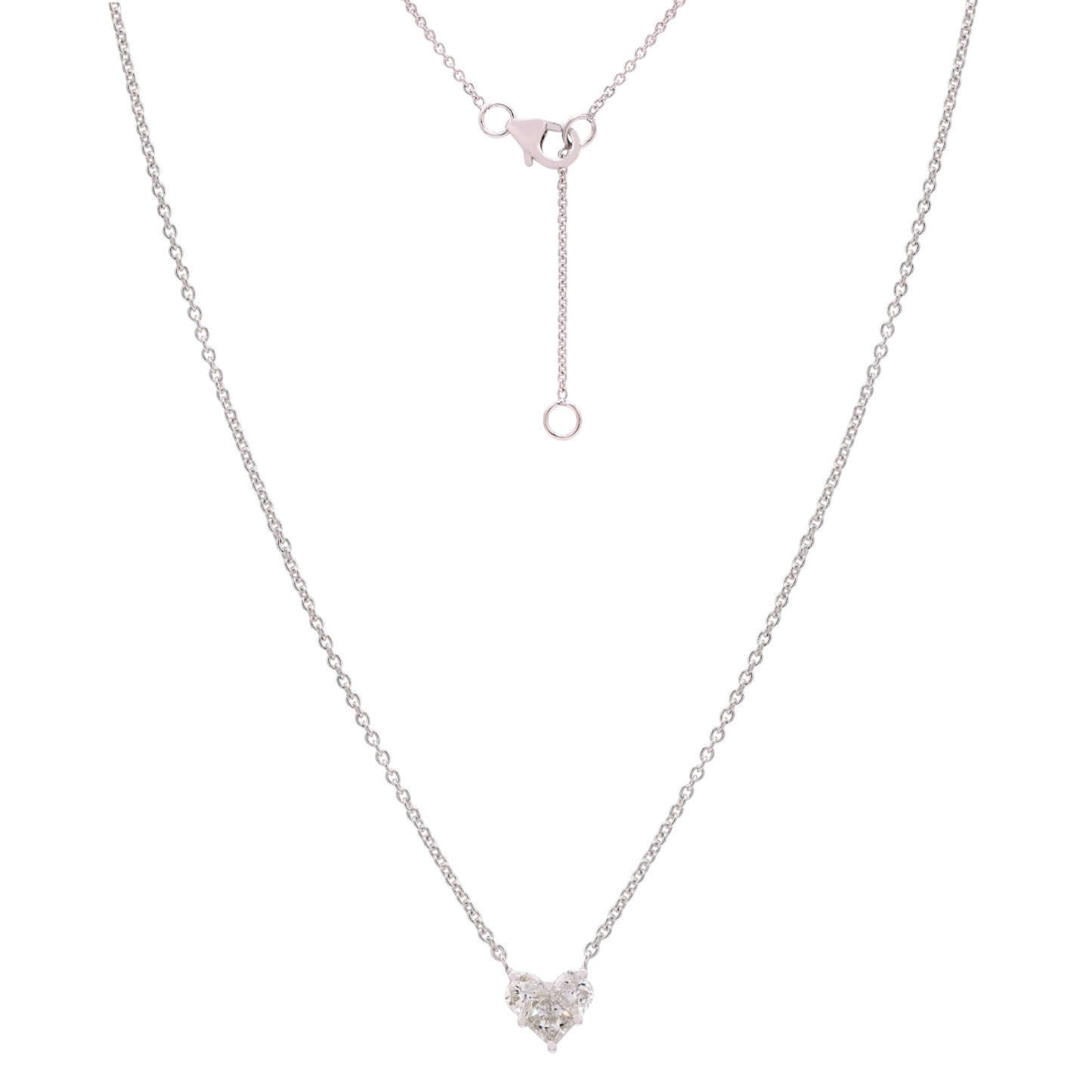 14K Gold Pie-Cut Heart Diamond Necklace For Women