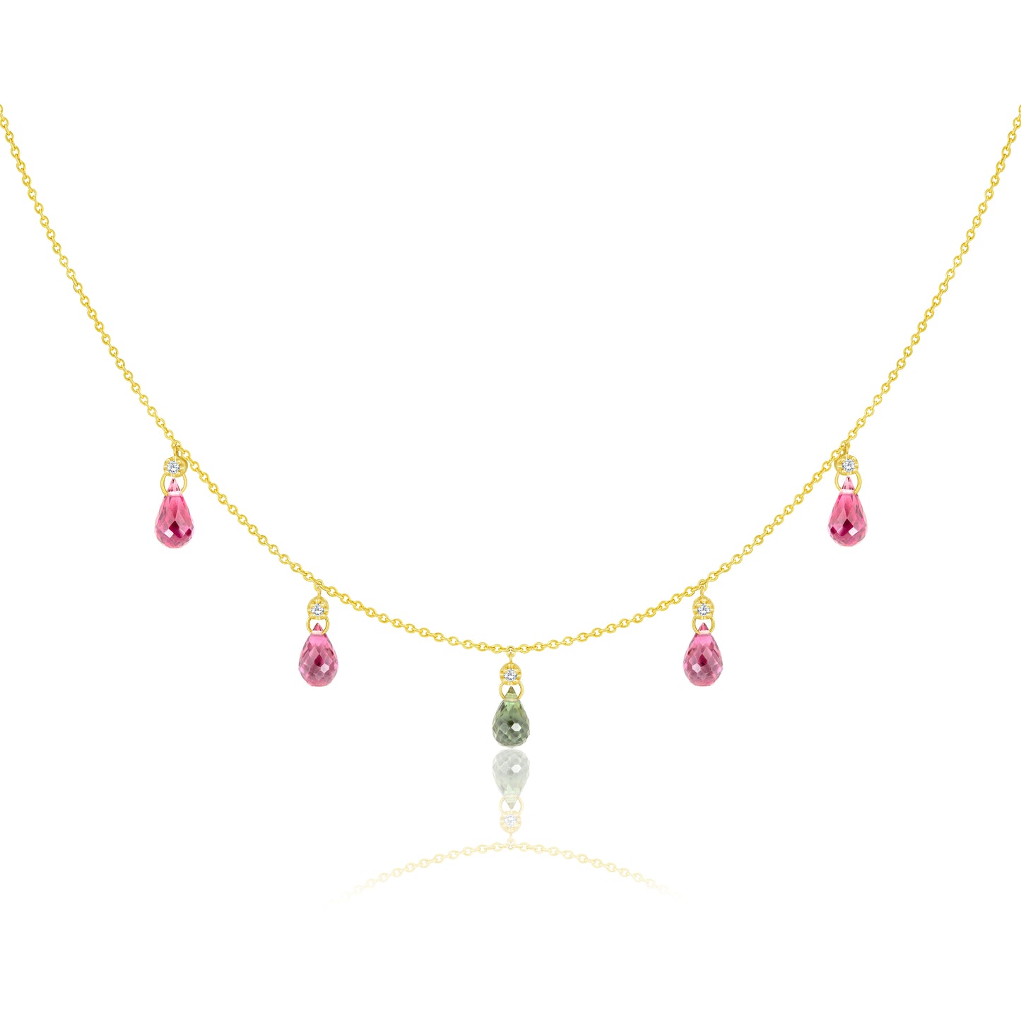 Tourmaline Drop Necklace With Round Diamonds