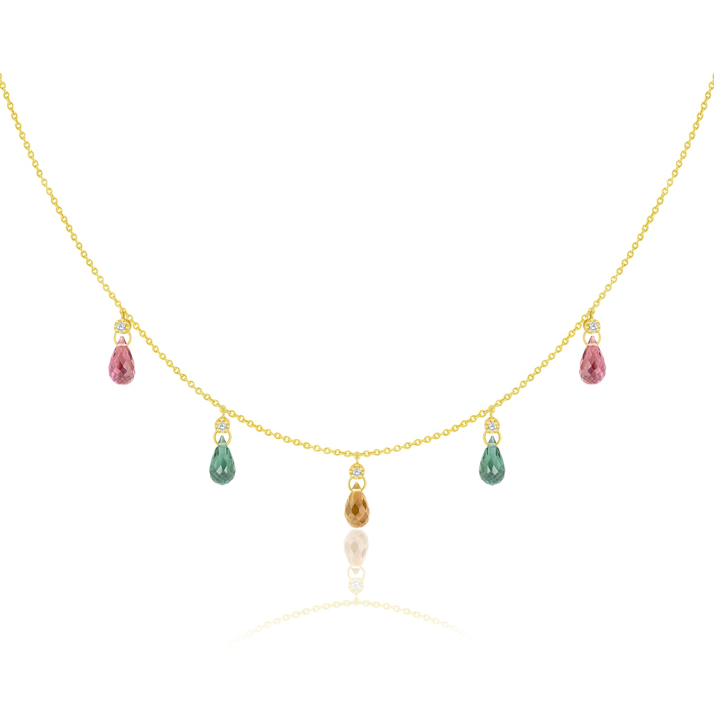 Tourmaline Drop Necklace With Round Diamonds