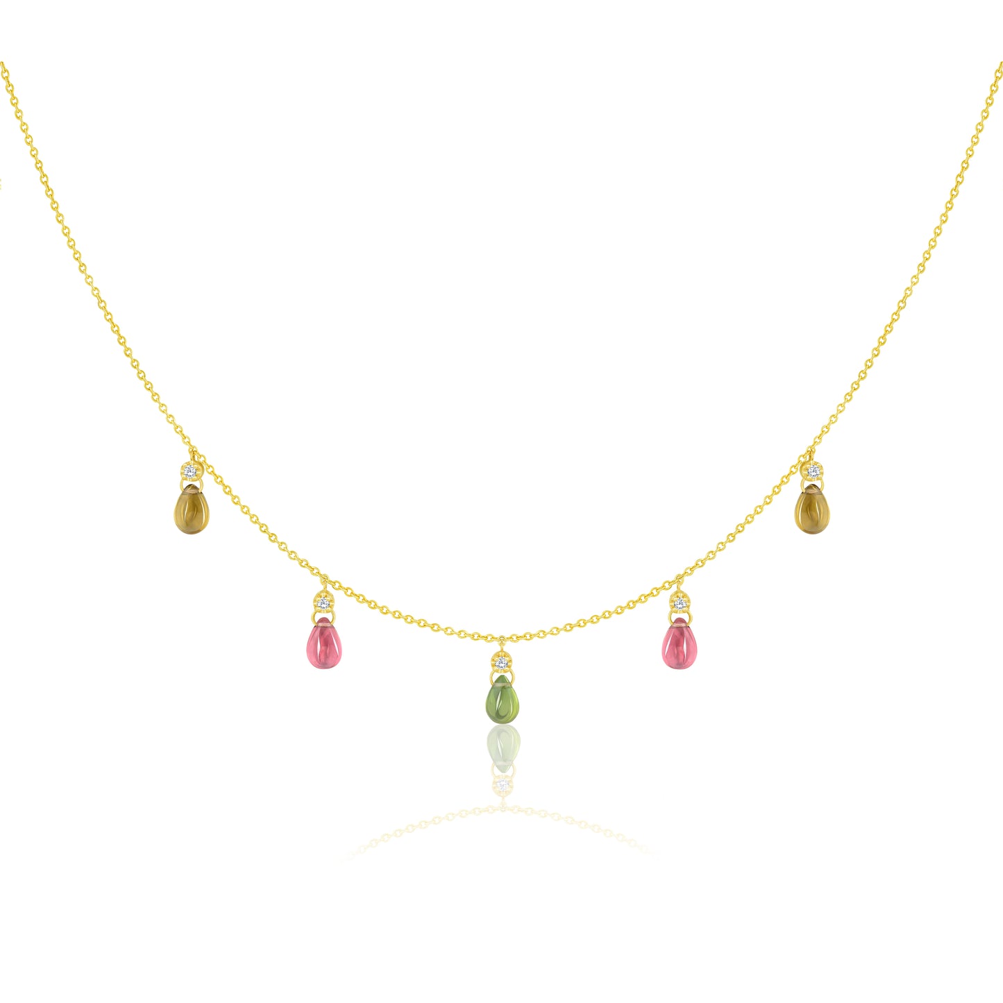Tourmaline Drop Necklace With Round Diamonds
