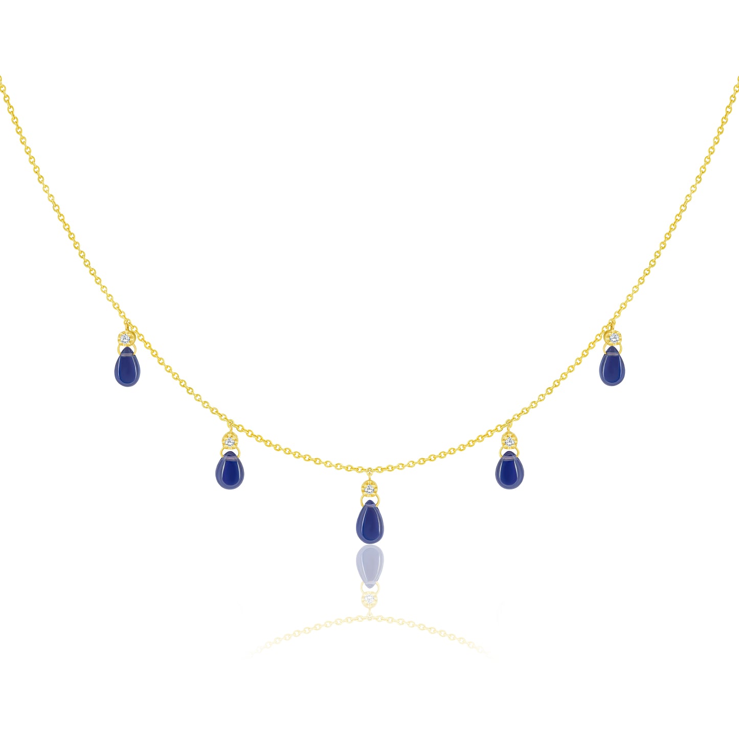 Iolite Drop Necklace With Round Diamonds