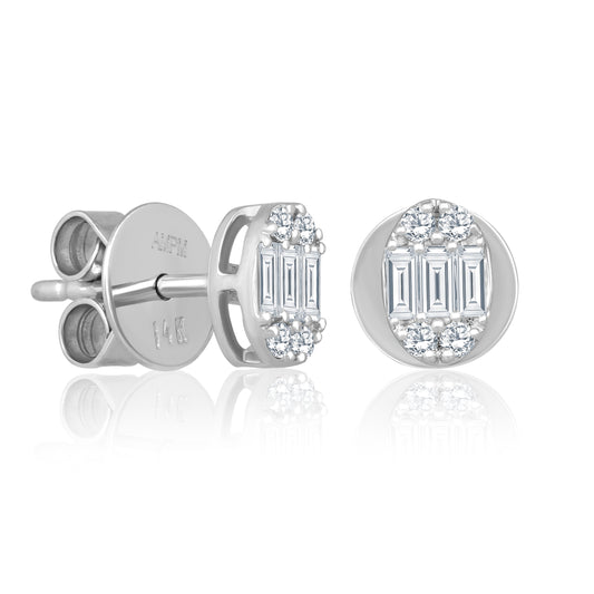 14k Oval Shape Diamond Earrings For Women