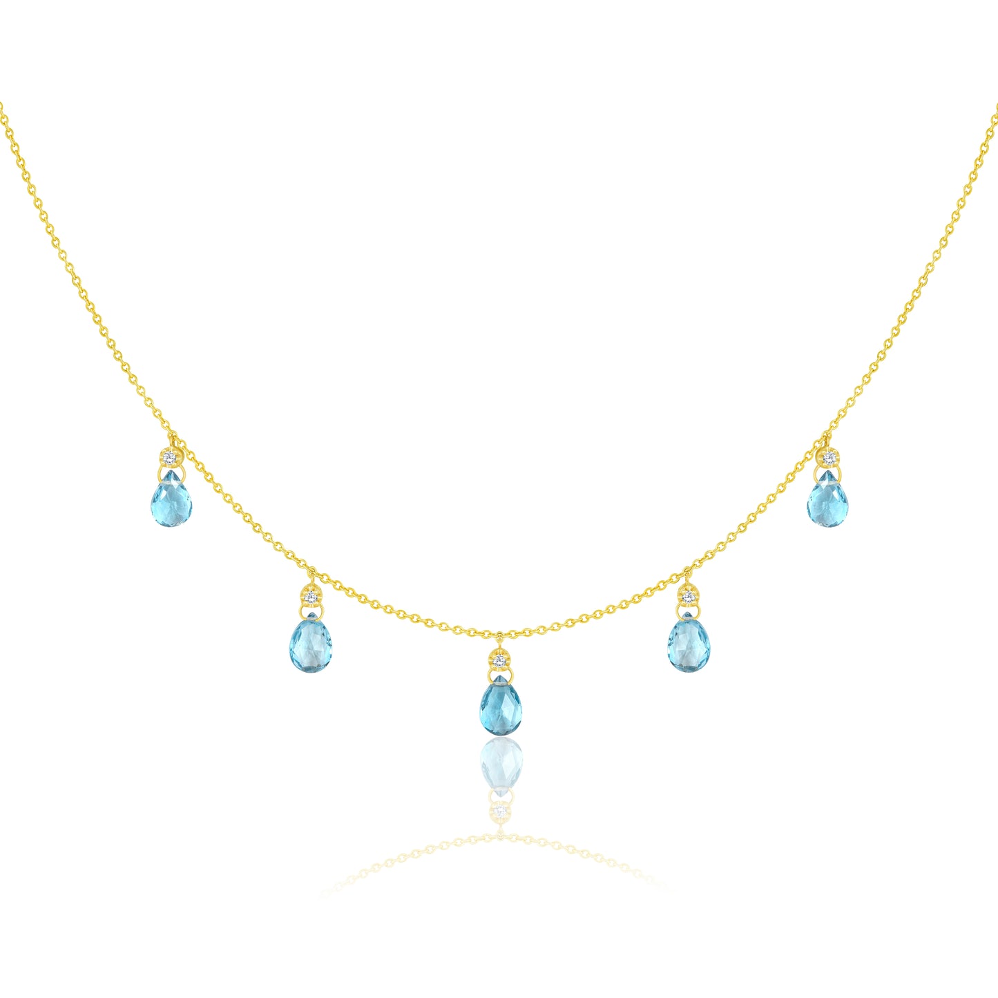 Topaz Drop Necklace With Round Diamonds