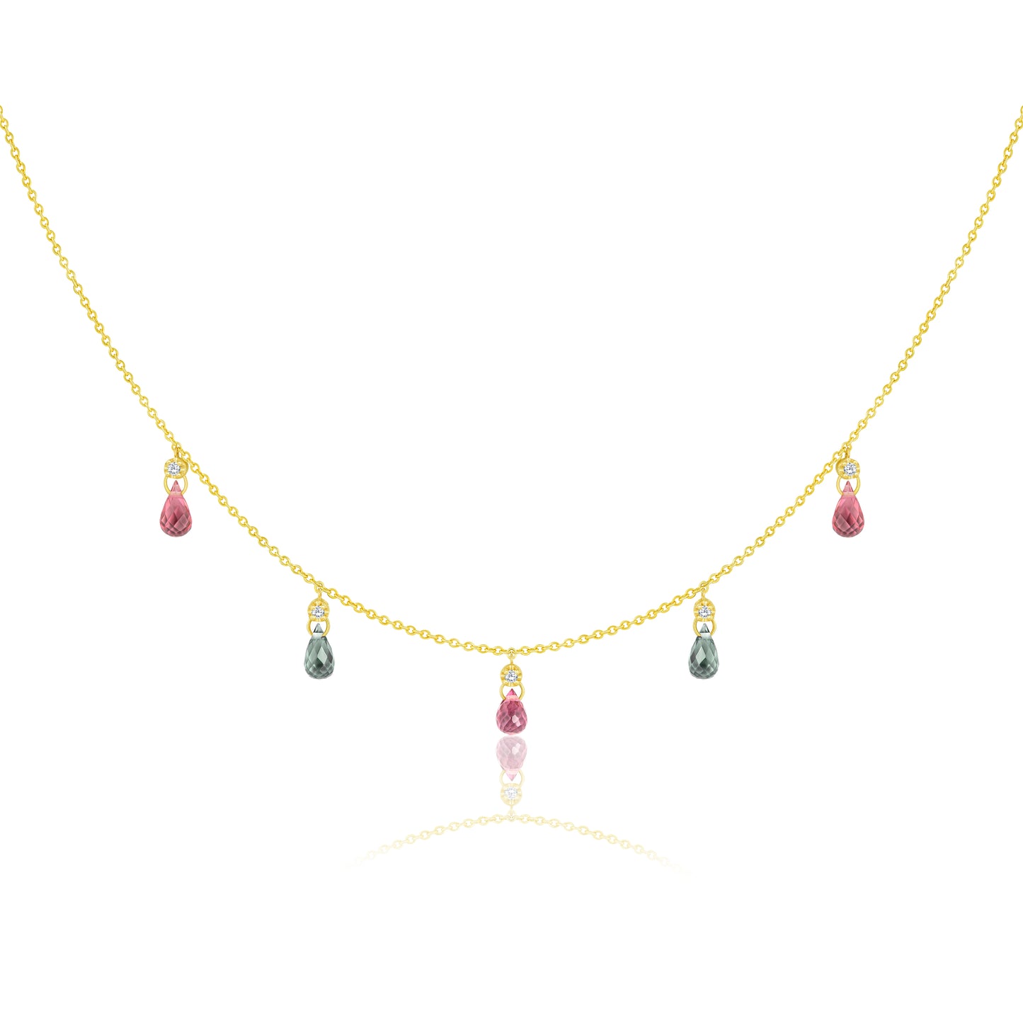 Tourmaline Drop Necklace With Round Diamonds