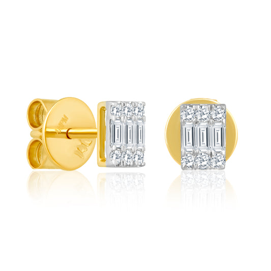 14k Gold Minimal Dainty Diamond Earrings for Women