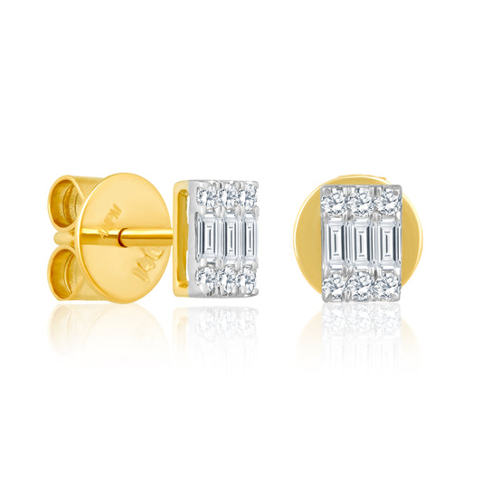14k Gold Minimal Dainty Diamond Earrings for Women