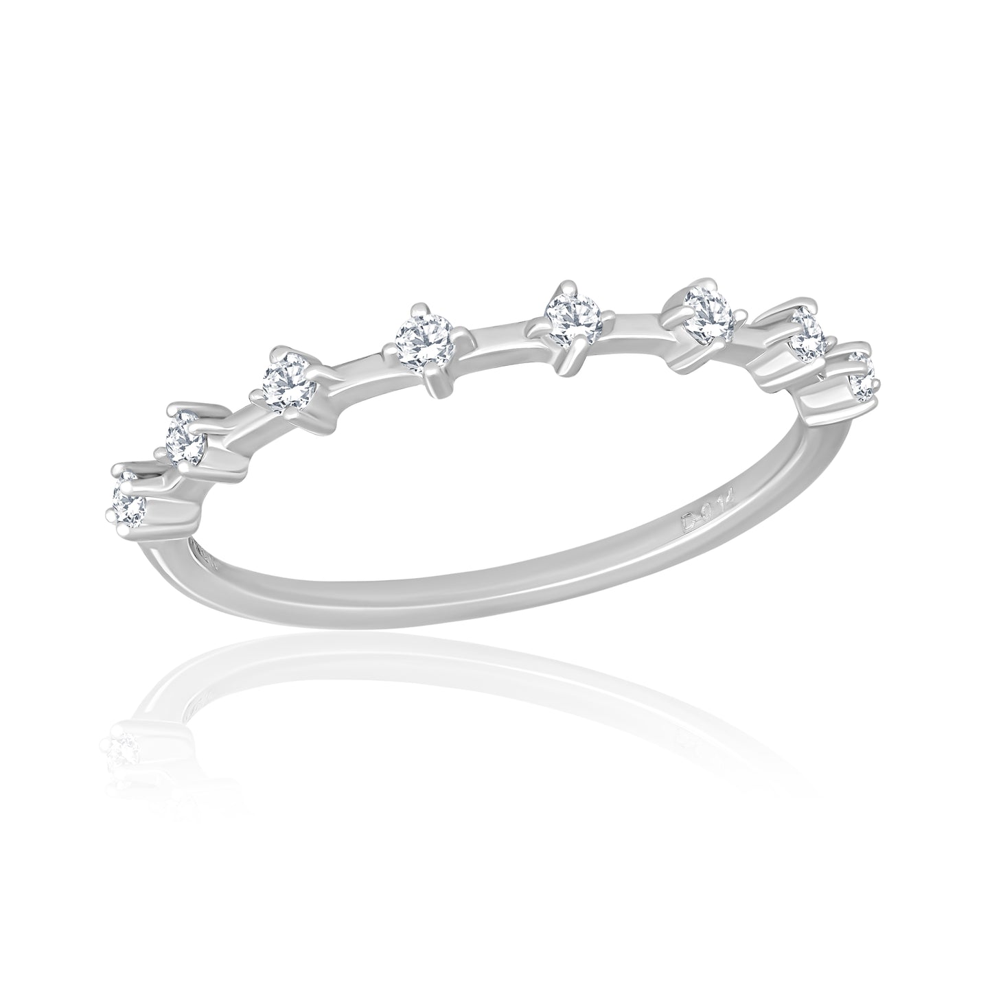 14k Minimalist Ring with Natural Round Diamonds For Women