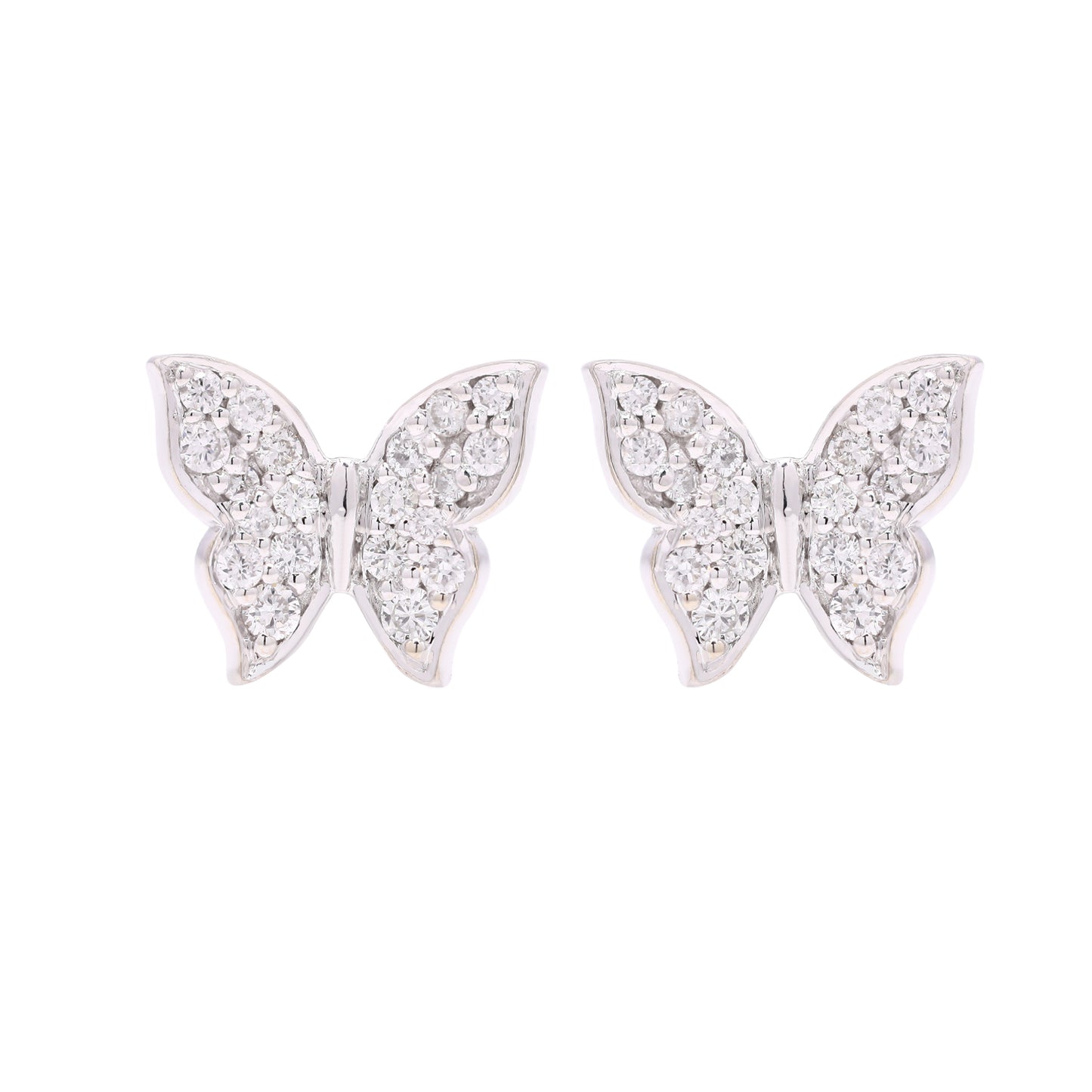 14k Gold Butterfly Shape Diamond Earrings For Women