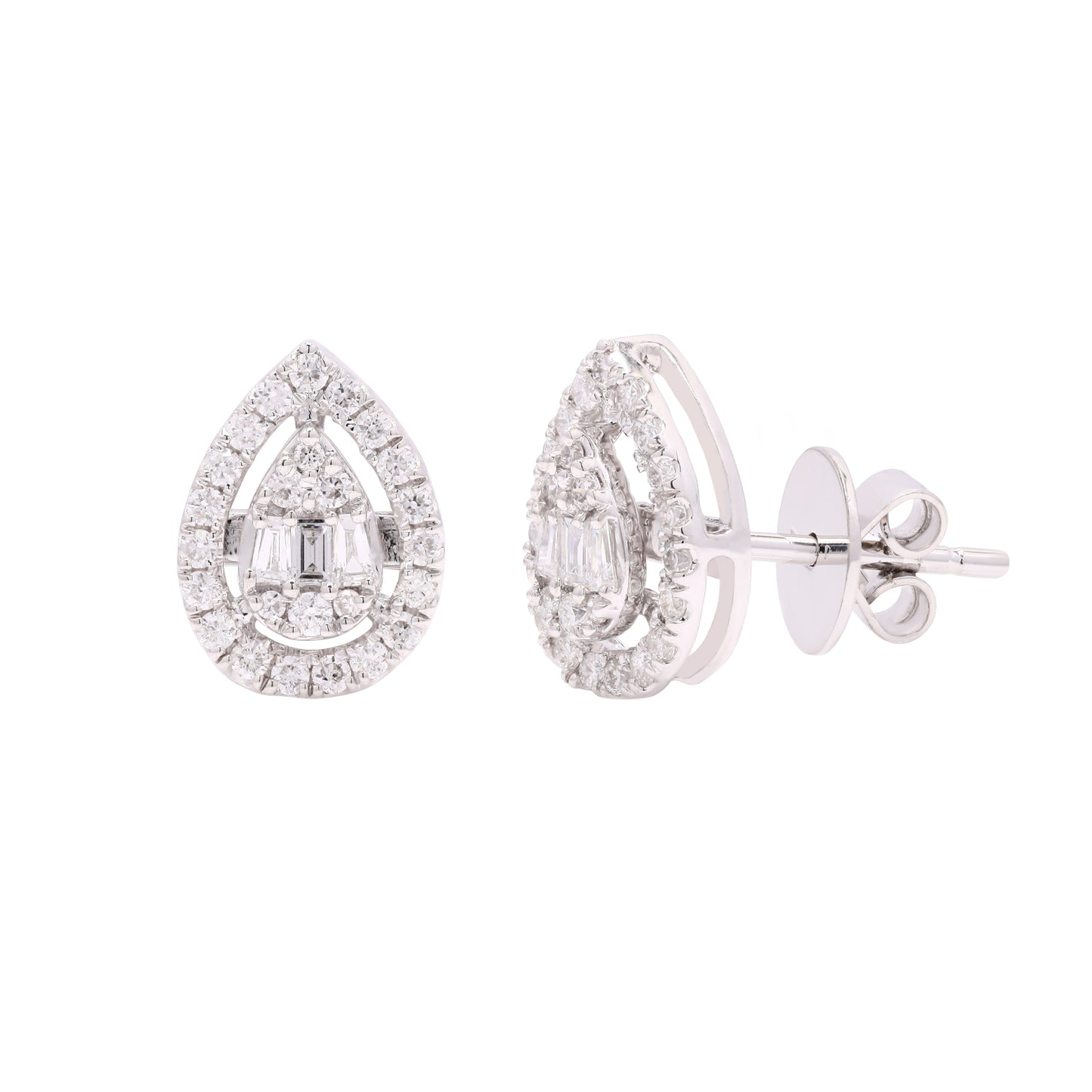 14k Gold Pear Shaped Diamond Earrings For Women