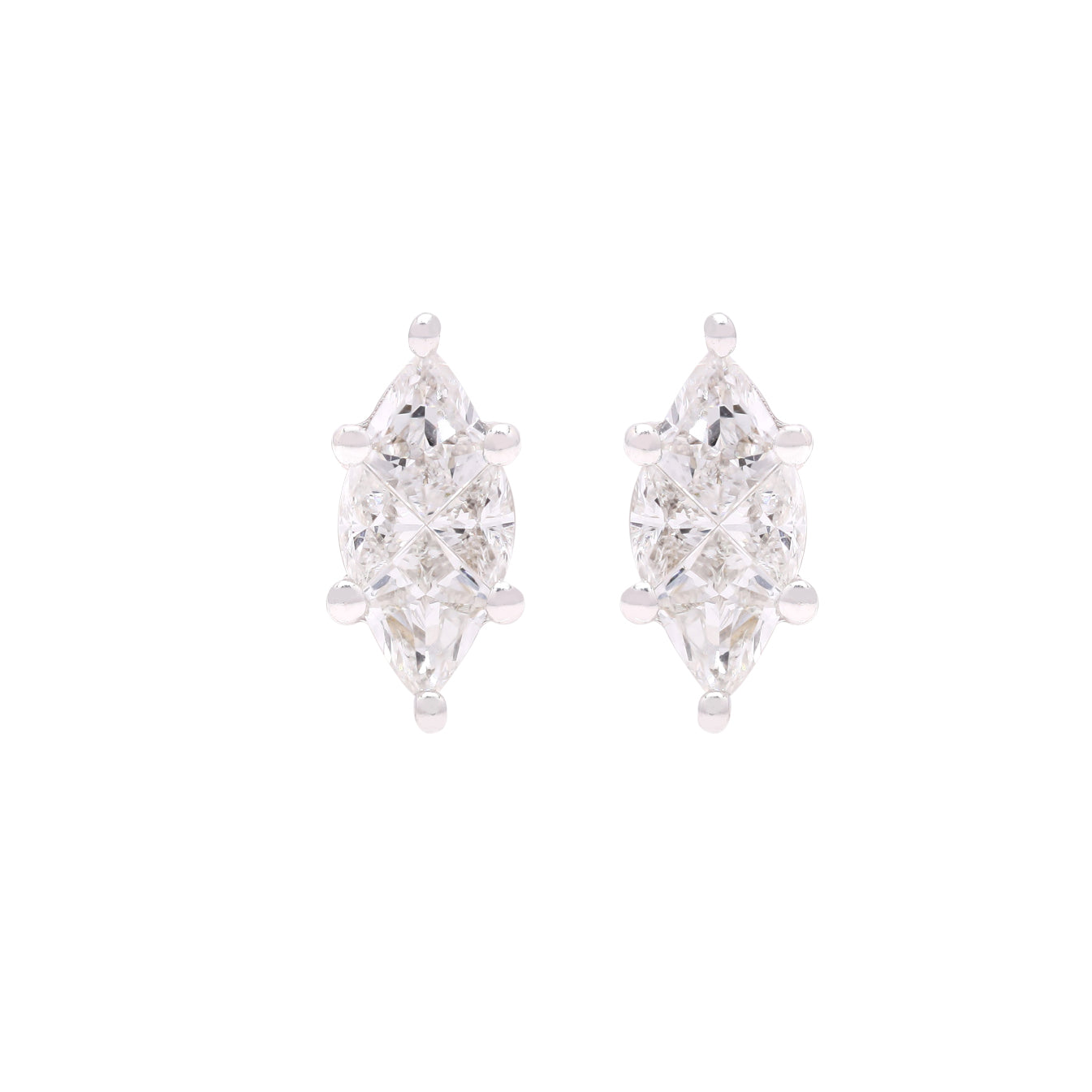 14k Pie-Cut Diamonds Studs For Women (Marquise Shape)