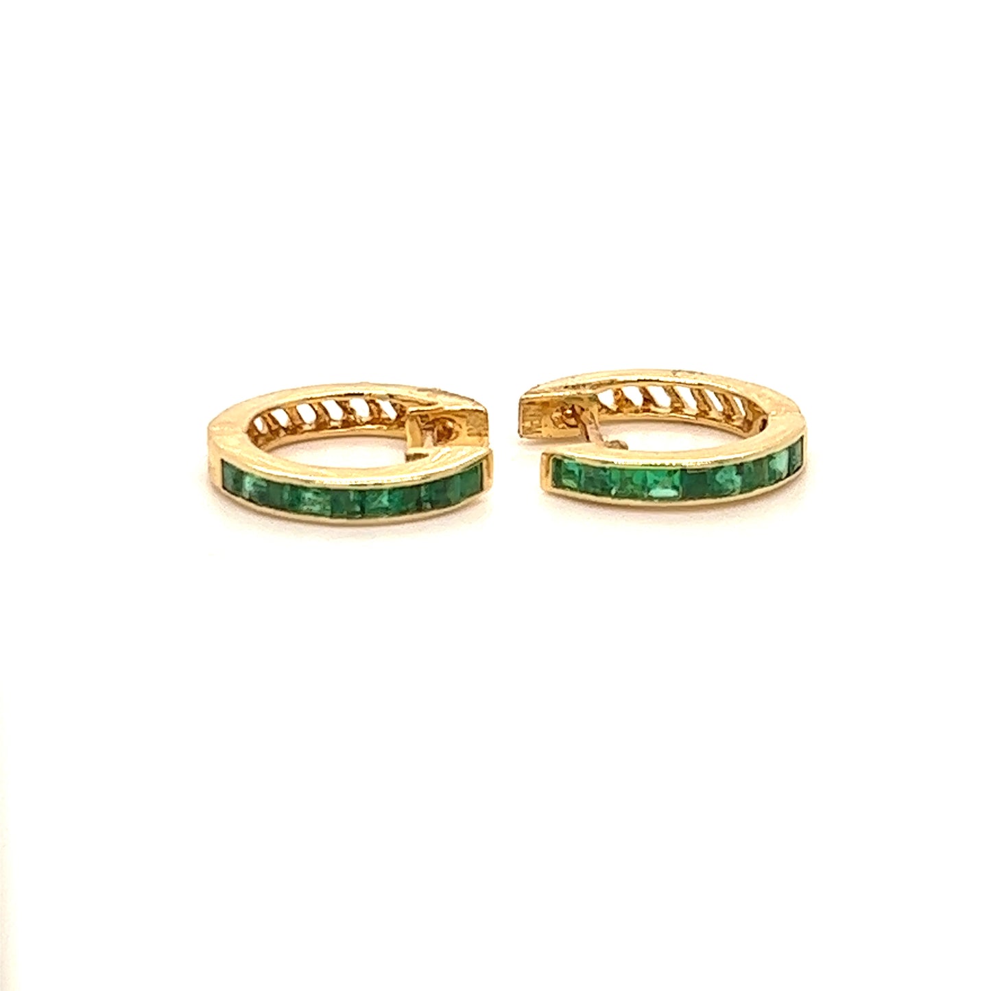 14k Emerald Hoop Earrings For Women