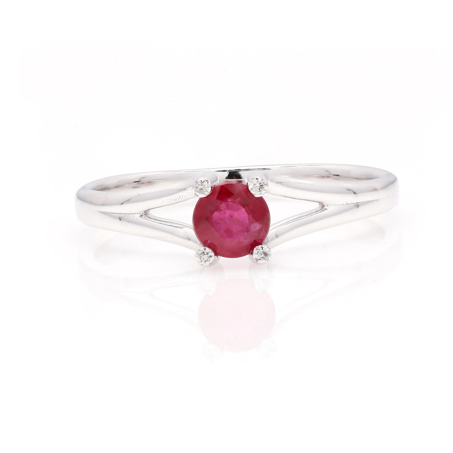 14k Round Ruby & Diamond Ring For Women