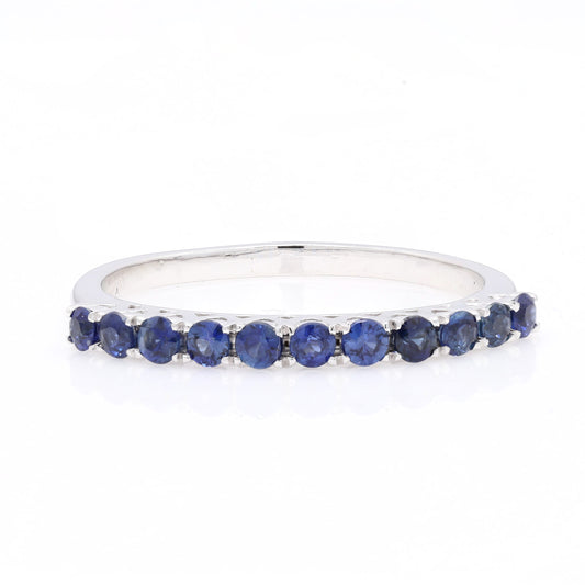 14k Ring with Round Natural Blue Sapphires For Women