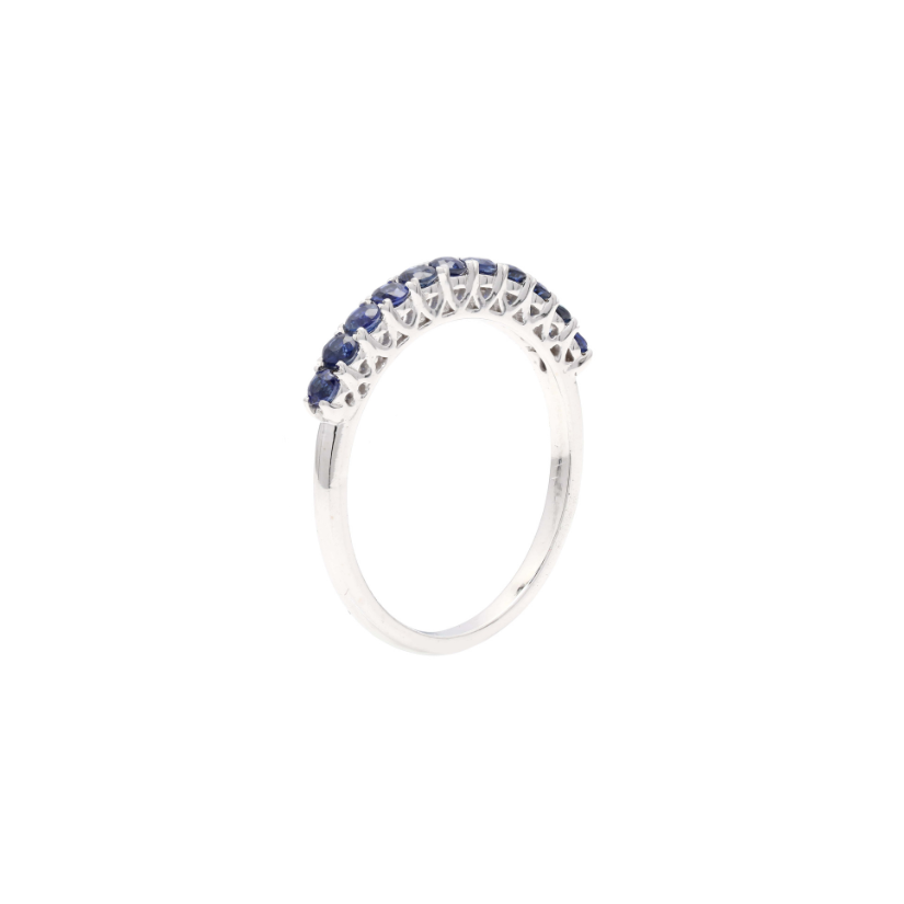 14k Ring with Round Natural Blue Sapphires For Women
