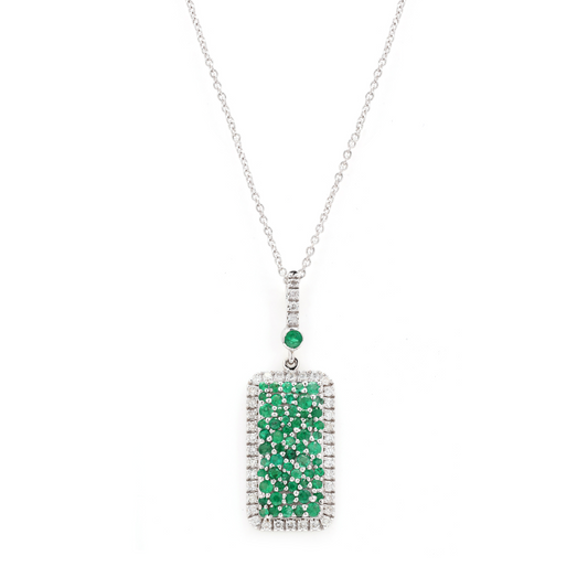 14k White Gold Emerald Necklace For Women