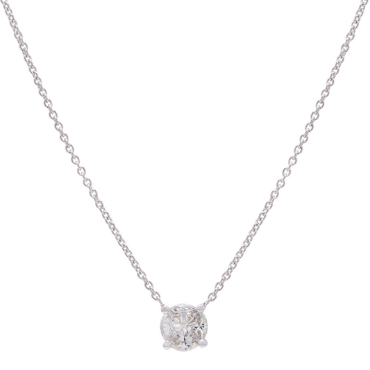 14K Gold Pie-Cut Round 4 Diamond Necklace For Women